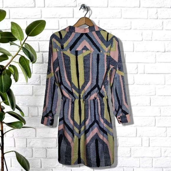 Bar III Geometric Long Sleeve Button-Down Dress - Picture 4 of 9